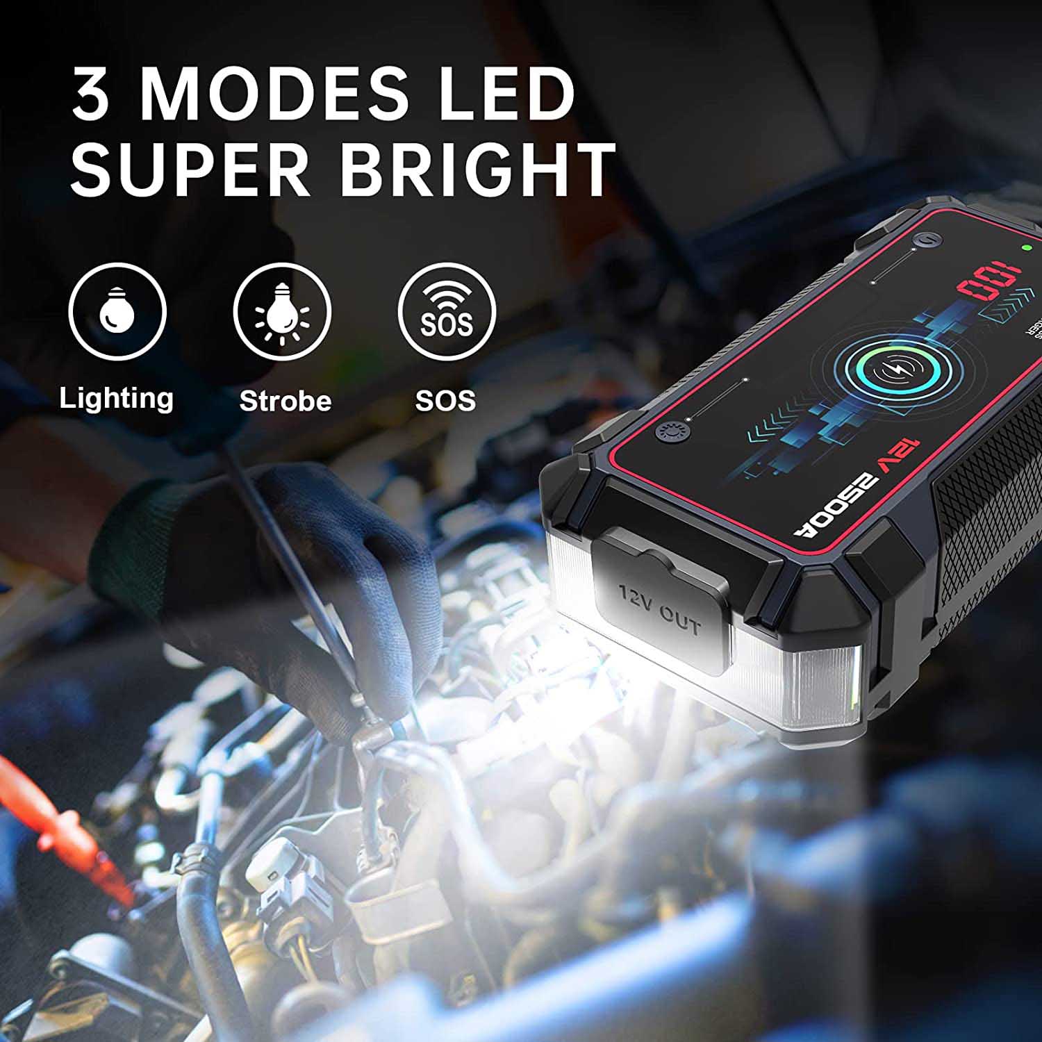 21800mah 12v wireless charging battery Jump Starter Multi-Function Portable 12V Lithium Battery Car Jump Starter 21800mah 12v wireless char(图4)